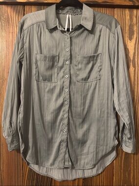 Anthropologie Light Gray Textured Blouse